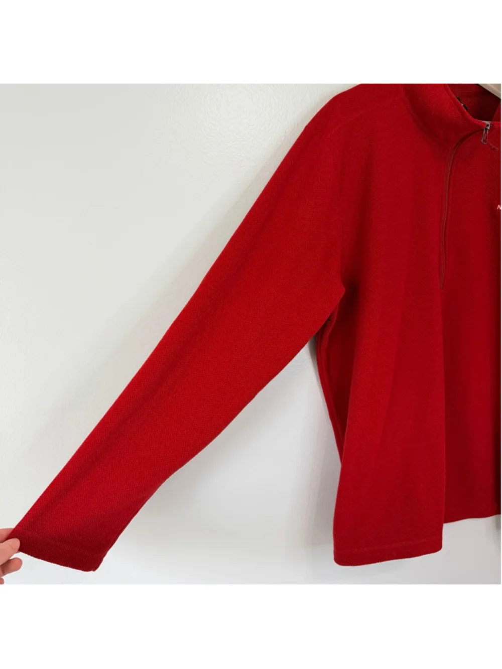 The North Face Red Textured Fleece Quarter Zip Pullover Men's XXL